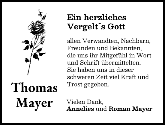 Traueranzeige von Thomas Mayer von Landsberger Tagblatt