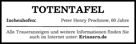 Traueranzeige von Totentafel vom 07.05.2025 von Aichacher Nachrichten