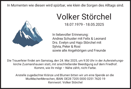 Traueranzeige von Volker Störchel von Augsburger Allgemeine