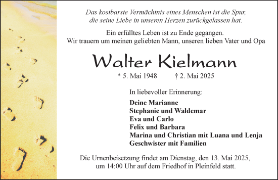 Traueranzeige von Walter Kielmann von Rieser Nachrichten