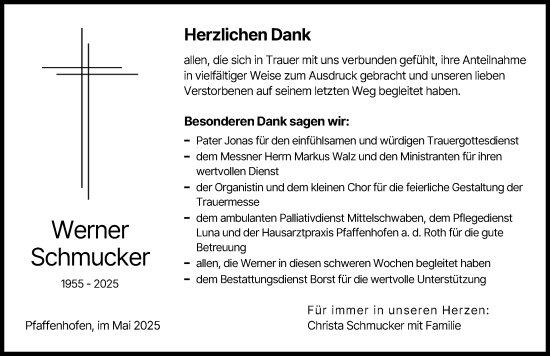 Traueranzeige von Werner Schmucker von Neu-Ulmer Zeitung
