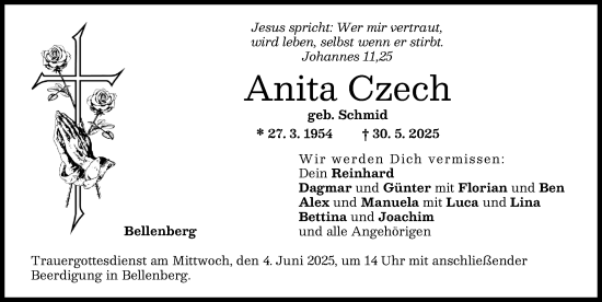 Traueranzeige von Anita Czech von Illertisser Zeitung