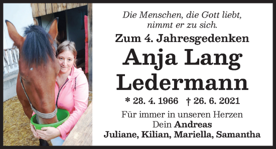 Traueranzeige von Anja Lang von Mindelheimer Zeitung