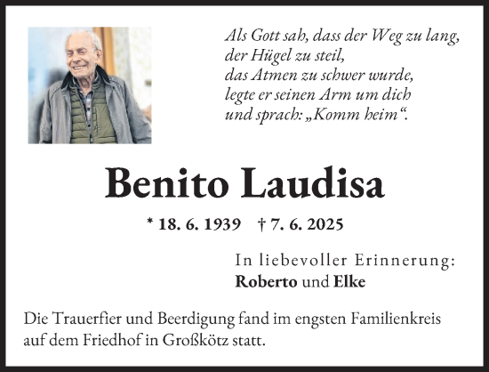 Traueranzeige von Benito Laudisa von Günzburger Zeitung