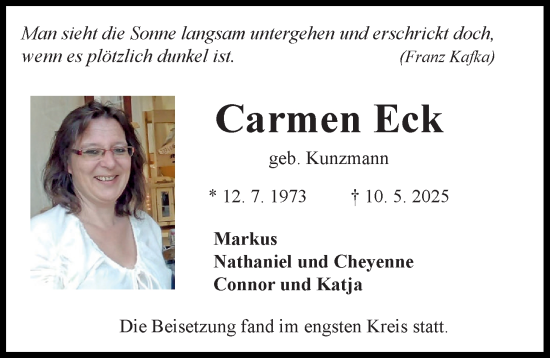 Traueranzeige von Carmen Eck von Rieser Nachrichten