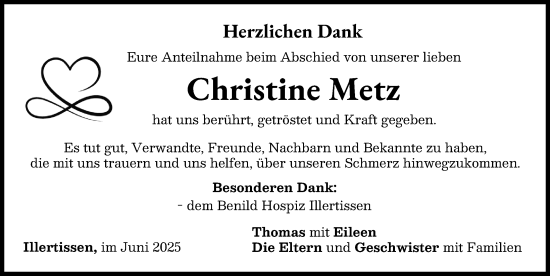 Traueranzeige von Christine Metz von Illertisser Zeitung