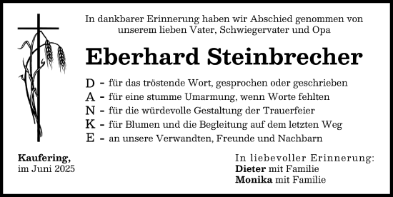 Traueranzeige von Eberhard Steinbrecher von Landsberger Tagblatt