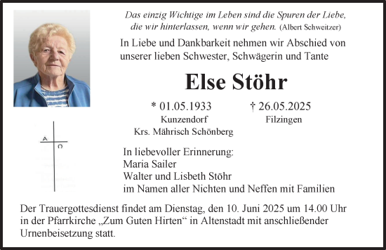 Traueranzeige von Else Stöhr von Illertisser Zeitung