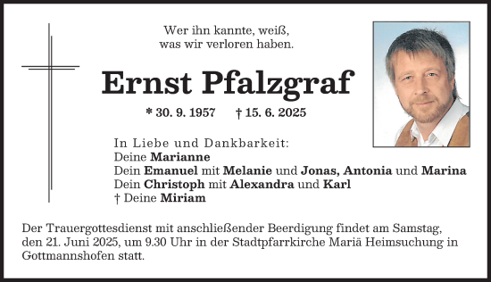 Traueranzeige von Ernst Pfalzgraf von Wertinger Zeitung