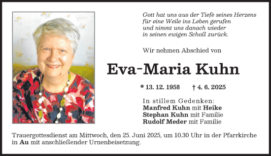 Traueranzeige von Eva-Maria Kuhn von Illertisser Zeitung