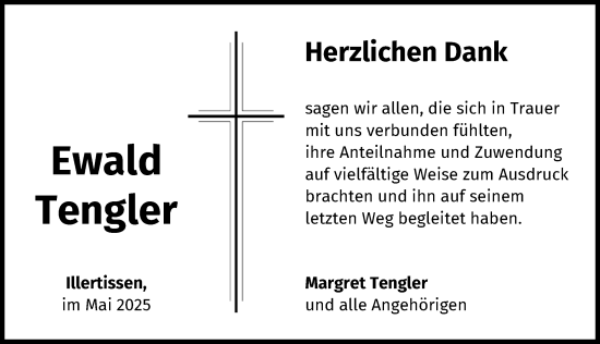 Traueranzeige von Ewald Tengler von Illertisser Zeitung