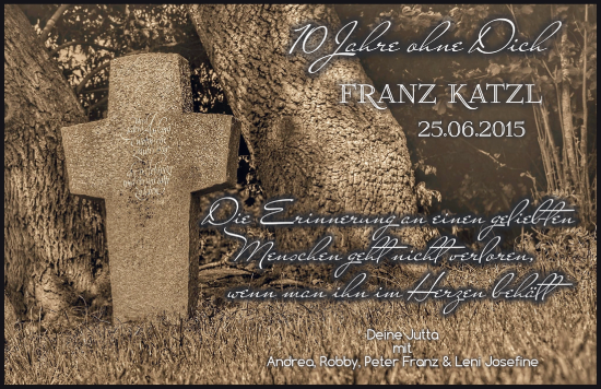 Traueranzeige von Franz Katzl von Donauwörther Zeitung