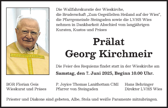 Traueranzeige von Georg Kirchmeir von Landsberger Tagblatt