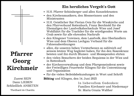 Traueranzeige von Georg Kirchmeir von Augsburger Allgemeine