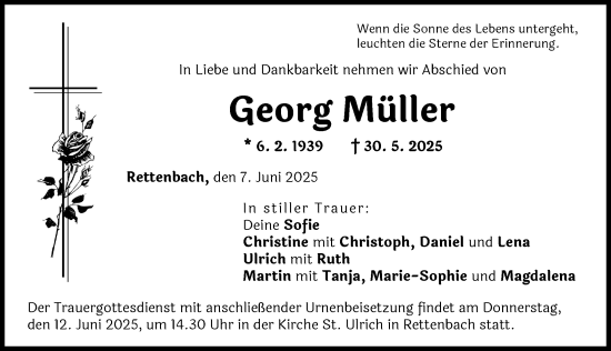 Traueranzeige von Georg Müller von Günzburger Zeitung