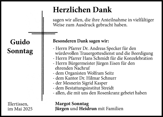 Traueranzeige von Guido Sonntag von Illertisser Zeitung