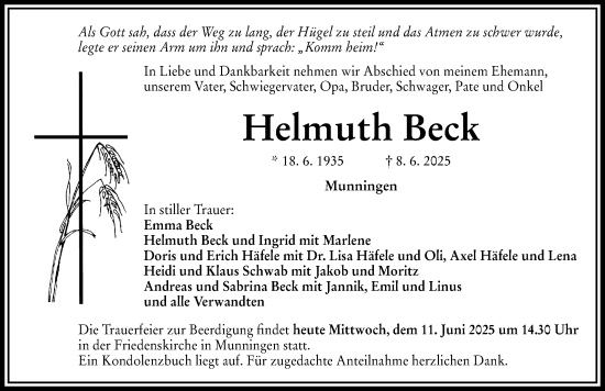 Traueranzeige von Helmuth Beck von Rieser Nachrichten