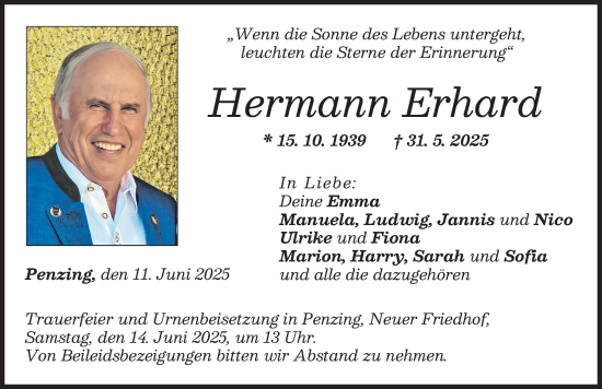Traueranzeige von Hermann Erhard von Landsberger Tagblatt
