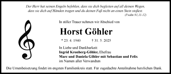 Traueranzeige von Horst Göhler von Rieser Nachrichten