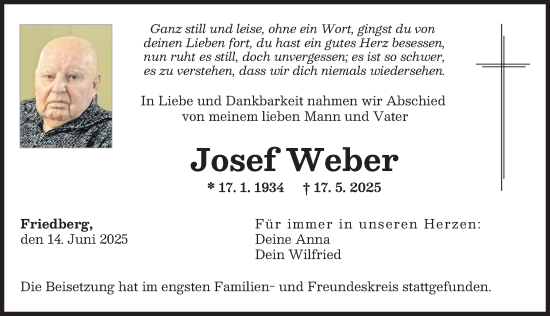 Traueranzeige von Josef Weber von Augsburger Allgemeine