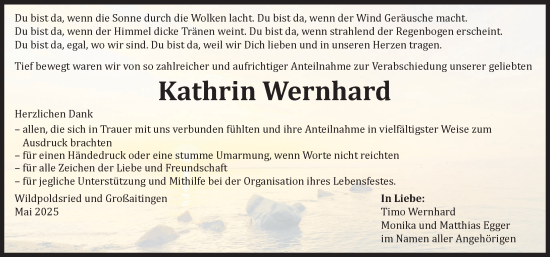 Traueranzeige von Kathrin Wernhard von Augsburger Allgemeine, Schwabmünchner Allgemeine