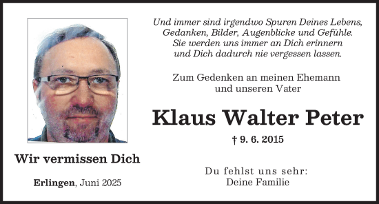 Traueranzeige von Klaus Walter von Augsburger Allgemeine