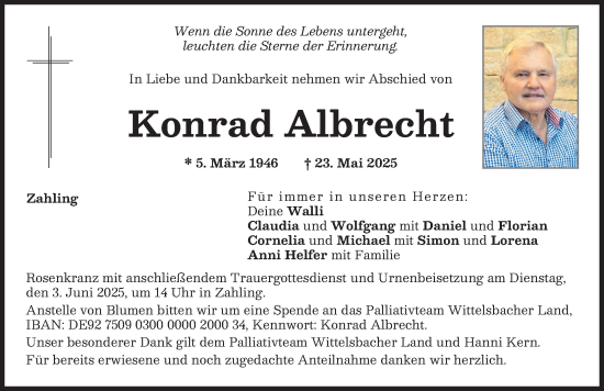 Traueranzeige von Konrad Albrecht von Aichacher Nachrichten