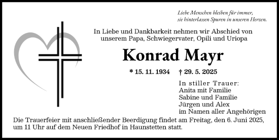Traueranzeige von Konrad Mayr von Augsburger Allgemeine