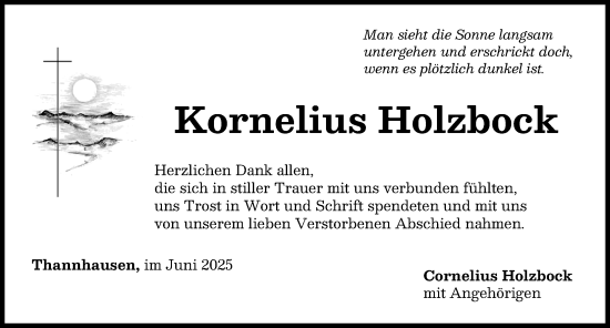Traueranzeige von Kornelius Holzbock von Mittelschwäbische Nachrichten