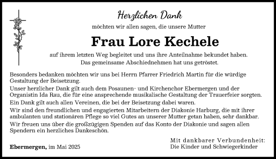 Traueranzeige von Lore Kechele von Donauwörther Zeitung