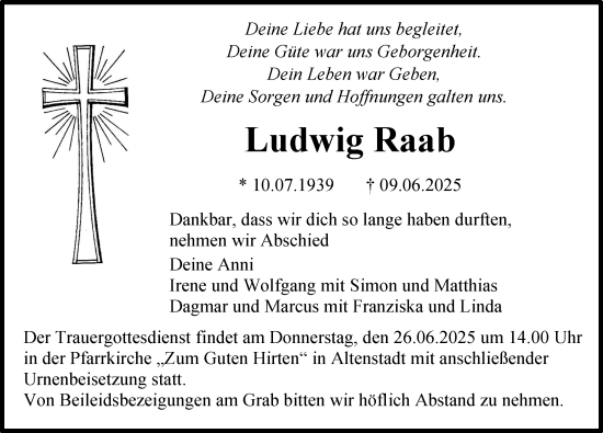 Traueranzeige von Ludwig Raab von Illertisser Zeitung