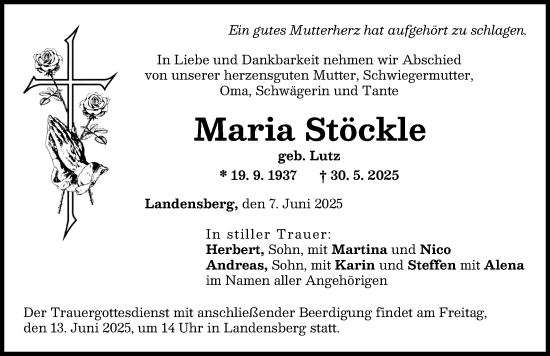 Traueranzeige von Maria Stöckle von Günzburger Zeitung