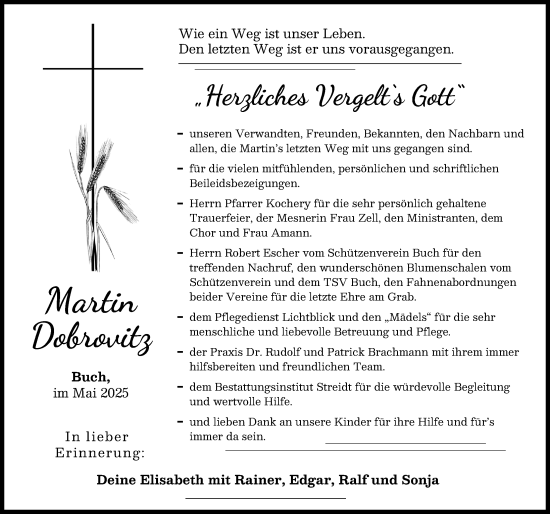 Traueranzeige von Martin Dobrovitz von Illertisser Zeitung