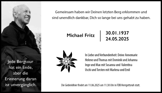 Traueranzeige von Michael Fritz von Friedberger Allgemeine