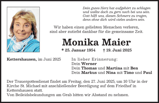 Traueranzeige von Monika Maier von Illertisser Zeitung