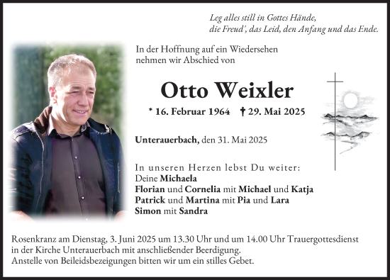 Traueranzeige von Otto Weixler von Mindelheimer Zeitung