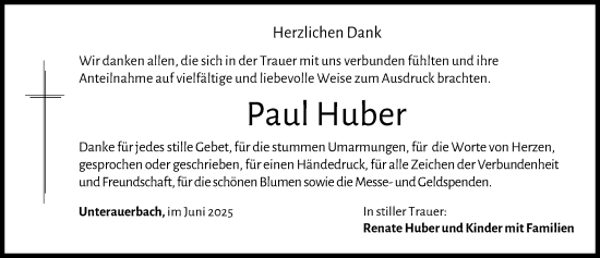 Traueranzeige von Paul Huber von Mindelheimer Zeitung