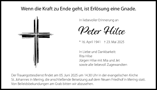 Traueranzeige von Peter Hilse von Friedberger Allgemeine
