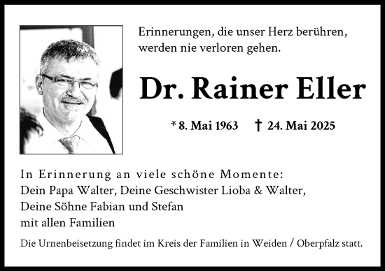 Traueranzeige von Rainer Eller von Donau Zeitung