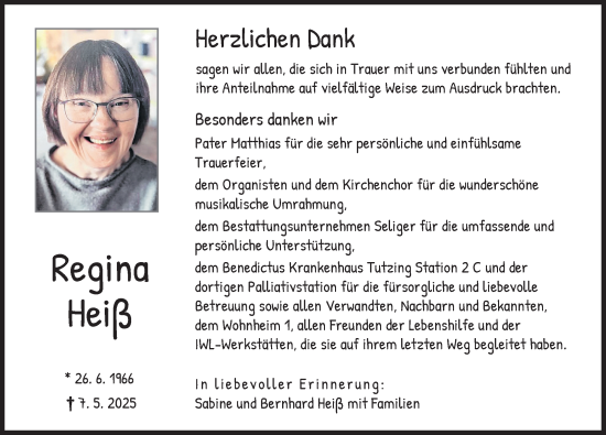 Traueranzeige von Regina Heiß von Landsberger Tagblatt