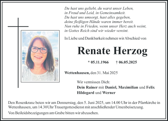 Traueranzeige von Renate Herzog von Günzburger Zeitung