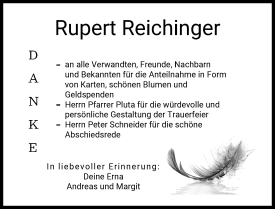 Traueranzeige von Rupert Reichinger von Schwabmünchner Allgemeine