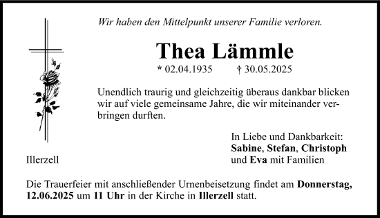 Traueranzeige von Thea Lämmle von Neu-Ulmer Zeitung