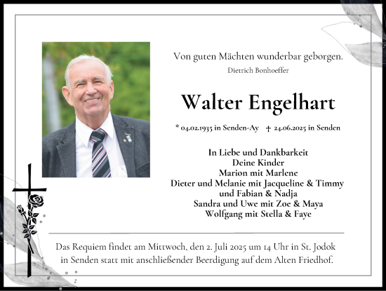 Traueranzeige von Walter Engelhart von Neu-Ulmer Zeitung