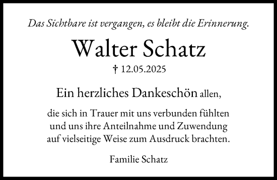 Traueranzeige von Walter Schatz von Neu-Ulmer Zeitung