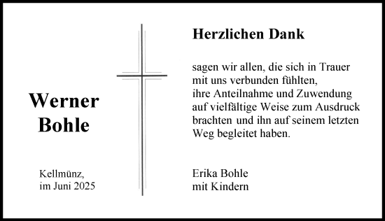 Traueranzeige von Werner Bohle von Illertisser Zeitung