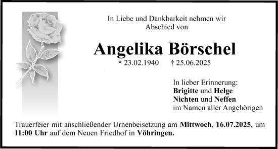 Traueranzeige von Angelika Börschel von Illertisser Zeitung