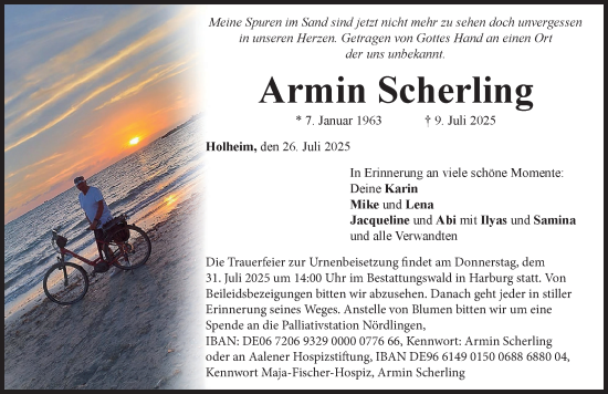 Traueranzeige von Armin Scherling von Rieser Nachrichten