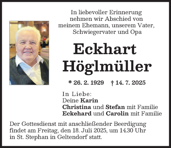 Traueranzeige von Eckhart Höglmüller von Landsberger Tagblatt