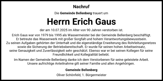 Traueranzeige von Erich Gaus von Illertisser Zeitung
